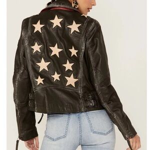 NWT Mauritius Christy Leather Moto Jacket
